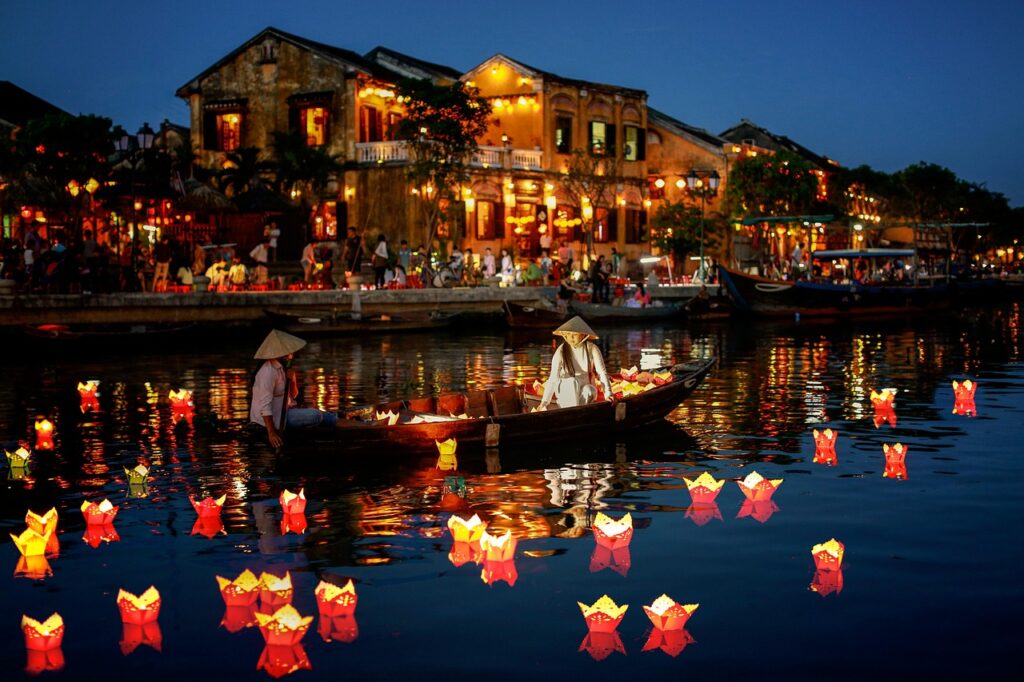 hoi an, vietnam, lanterns, boat